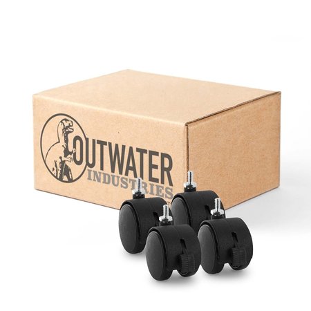 OUTWATER 2 in. Wheel Diameter, Black Nylon Swivel Hooded Samson Twin Wheel Caster with Brake, 4PK 3P1.14.00064